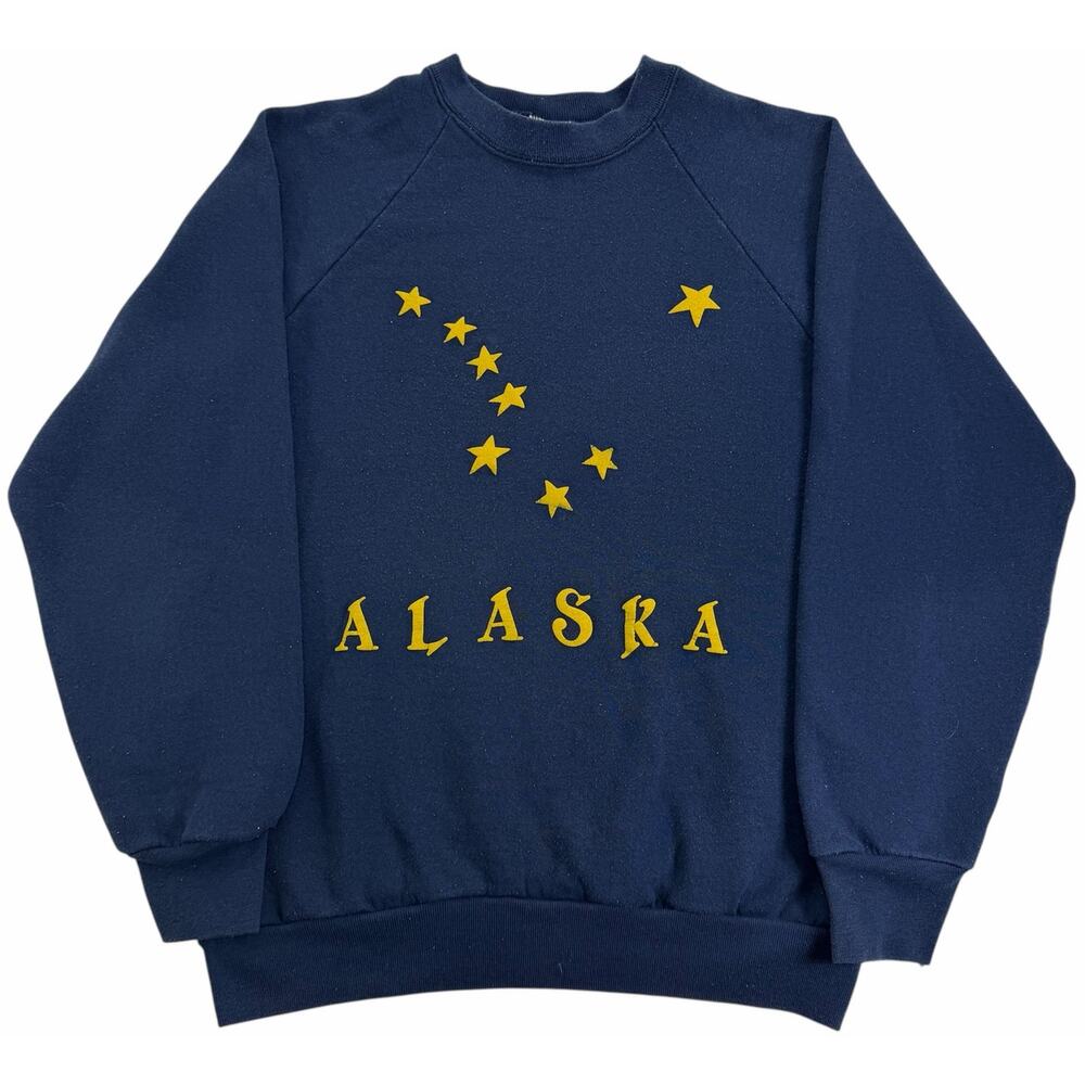 Vintage 90s Alaska Navy Blue Crewneck Fruit of the Loom Men's Large Sweatshirt
